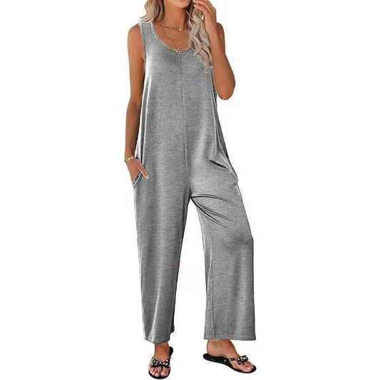 Dam Jumpsuit – Avslappnad Passform – Ärmös – Vida Ben