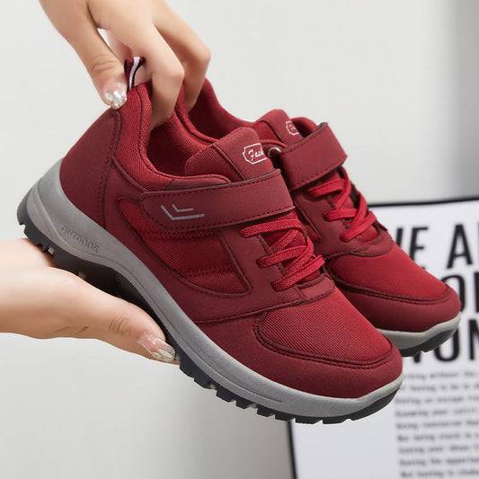 Dam Sneakers – Andningsbart Mesh – Kardborrband och Snörning – Stödjande Låg Modell
