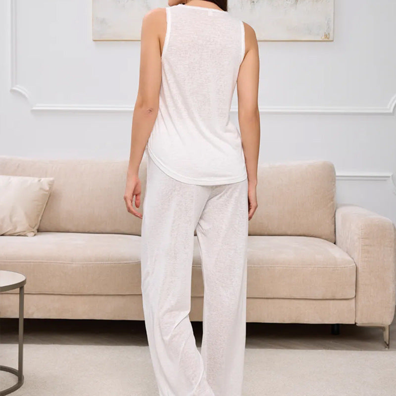 Dam loungewear set – ärmlös topp – elastisk midja – mjukt andningsbart tyg
