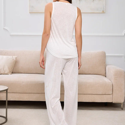Dam loungewear set – ärmlös topp – elastisk midja – mjukt andningsbart tyg