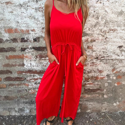Dam Jumpsuit – Vid Ben – Justerbar Midja – Ärmlös – Andningsbar Tygblandning