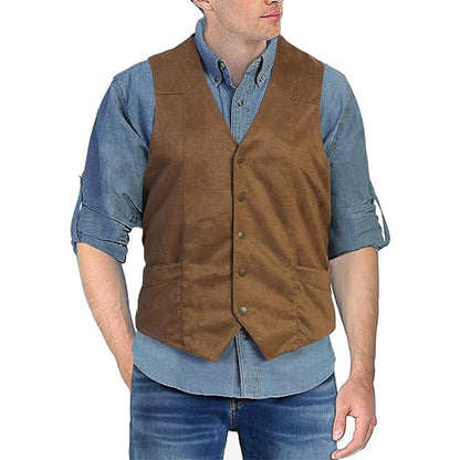 Herrväst – Slim Fit – V-ringning – Mjuk Känsla – Knäppning Fram – Formell Look