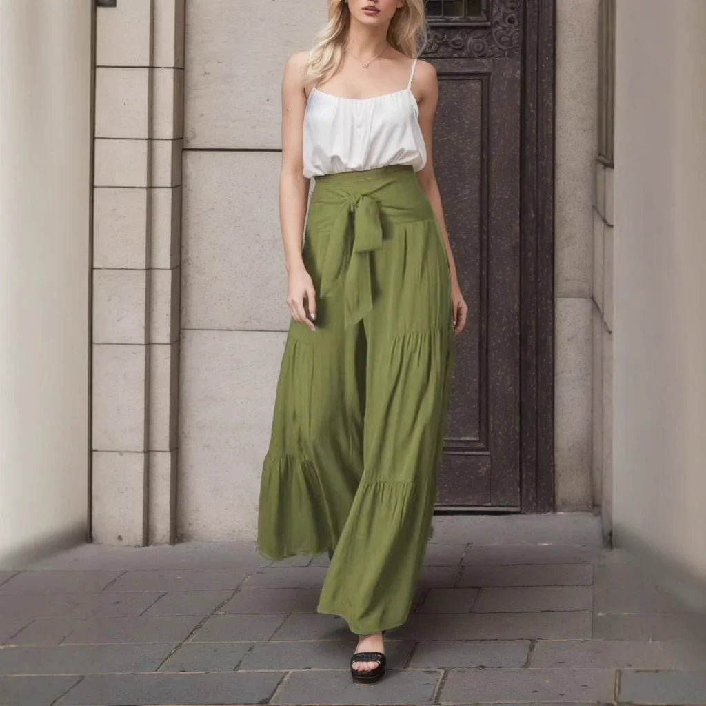 Dam Culottebyxor – Vid Passform – Justerbar Midja – Naturliga Fibrer – Boho Stil