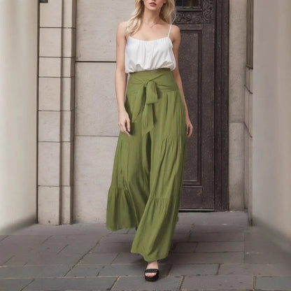 Dam Culottebyxor – Vid Passform – Justerbar Midja – Naturliga Fibrer – Boho Stil