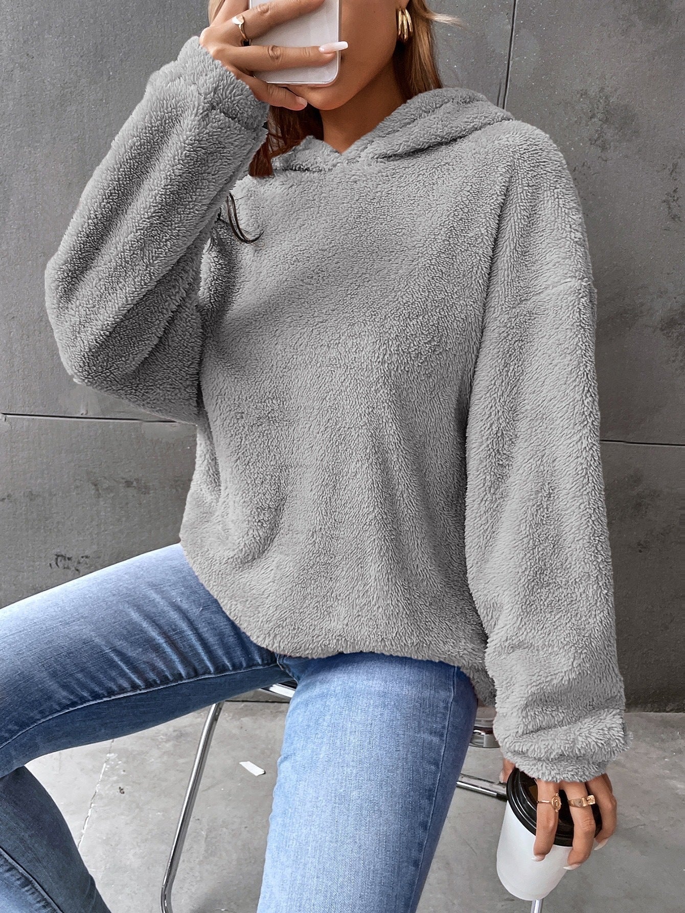 Dam Hoodie – Fleece – Kort Modell – Avslappnad Passform – Lång Ärms Casualstyle