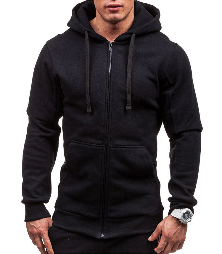 Herr Hoodiejacka – Bomullsblandning – Normal Passform – Hel Dragkedja – Fritidsstil
