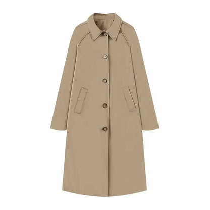 Damkappa – Rak Passform – Midi-Längd – Knäppning – Raglanärm – Fickor Fram