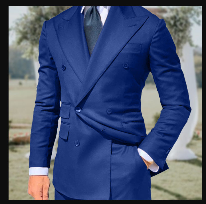 Herrkavaj – Slim Fit – Dubbbröstad – Peak Slag – Elegant Kostymstil