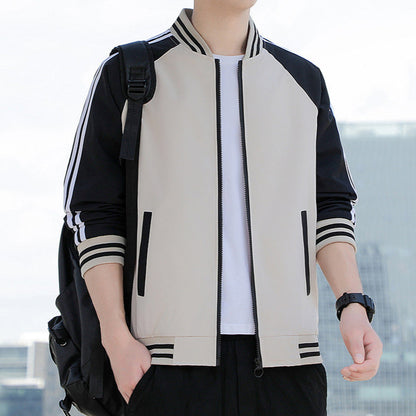 Herr Bomberjacka – Avslappnad Passform – Dragkedja – Ribbade Detaljer – Sportig Stil