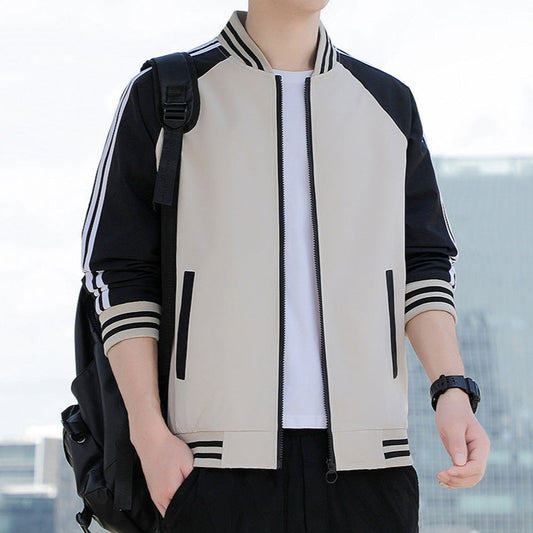 Herr Bomberjacka – Avslappnad Passform – Dragkedja – Ribbade Detaljer – Sportig Stil