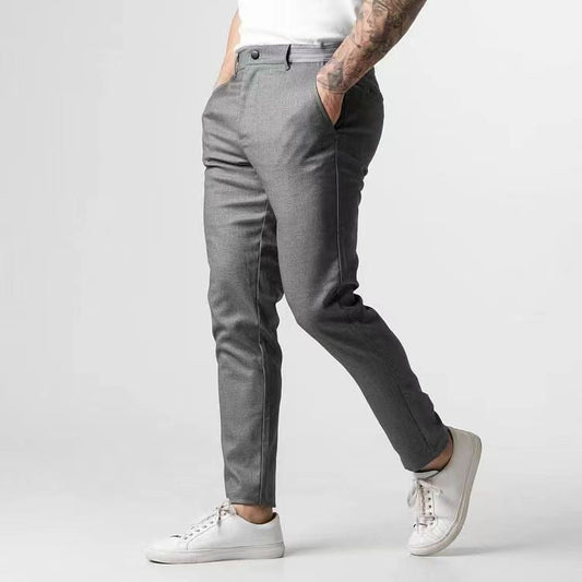Herrbyxor – Slim Fit – Avsmalnande Ben – Andningsbar Bomullsblandning – Hellånga