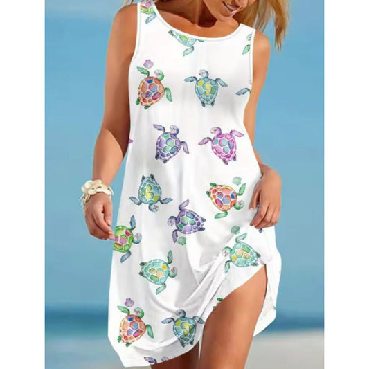 Damklänning – Skiftmodell – Ärmlös – Bomull – Avslappnad passform