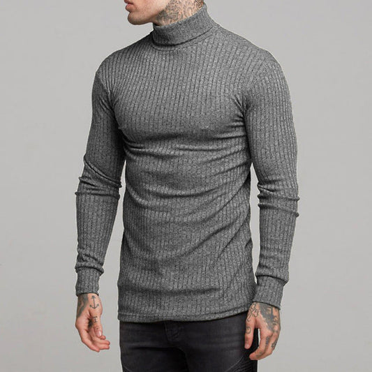 Herr Turtleneck Tröja – Slim Fit – Ribbstickad – Långärmad