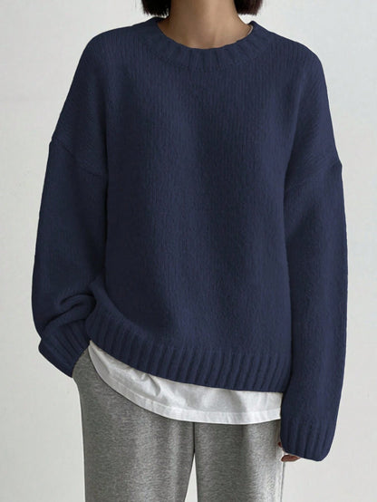 Damtröja – Oversized Passform – Rund Hals – Ribbad Kant