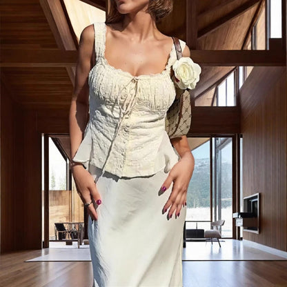 Damset med spetstopp och sjöjungfrukjol – Off-Shoulder – Slim Fit – Elegant Festklädsel