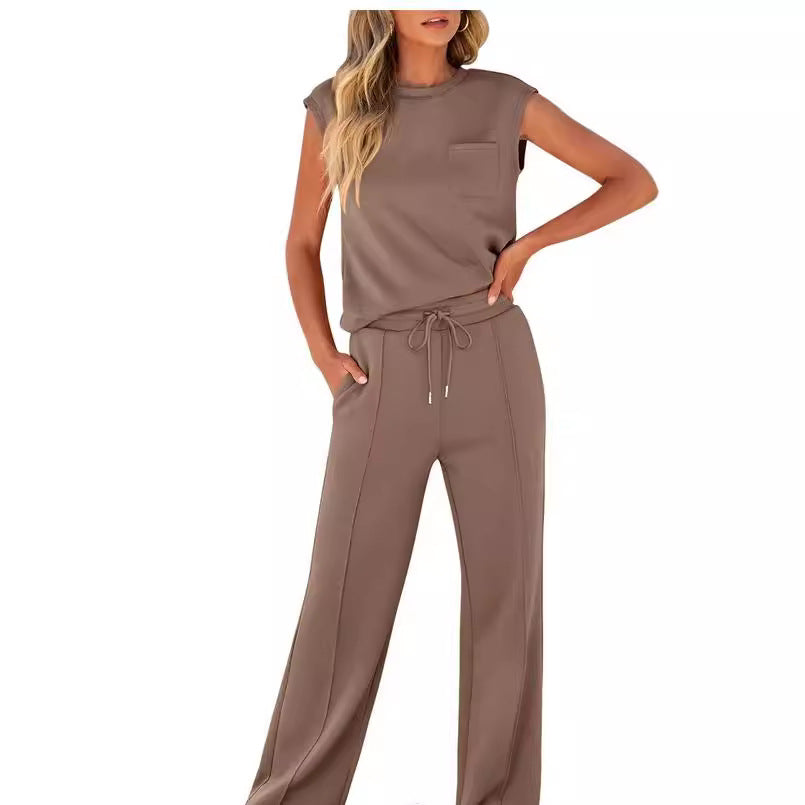 Damset i två delar – Ärmös linne – Avslappnad passform – Justerbar midja