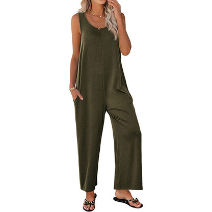 Dam Jumpsuit – Avslappnad Passform – Ärmös – Vida Ben