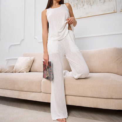 Dam loungewear set – ärmlös topp – elastisk midja – mjukt andningsbart tyg