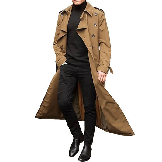 Herr Trenchcoat – Skräddarsydd Passform – Dubbbröst – Epåletter – Bälte – Justerbara Manschetter