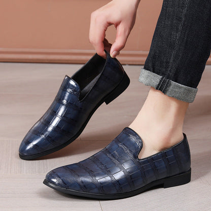 Herrloafers – Slip-on klassisk passform – Texturerad stenstruktur – Elegant stil