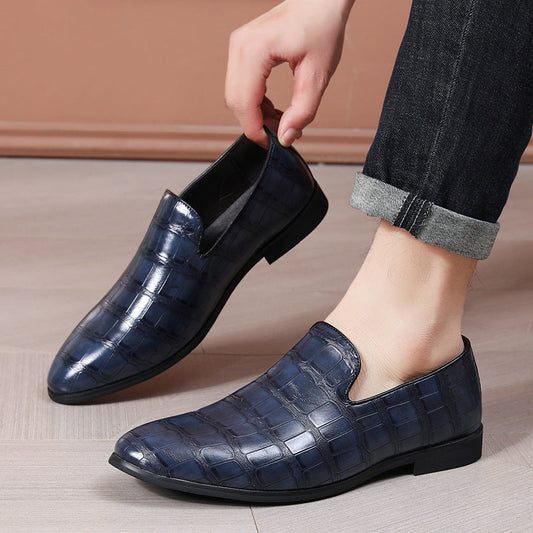 Herrloafers – Slip-on klassisk passform – Texturerad stenstruktur – Elegant stil