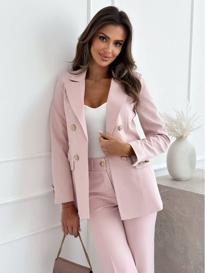 Dam Blazer – Skräddarsydd Passform – Ullblandning – Dubbbröst – Klassisk Design