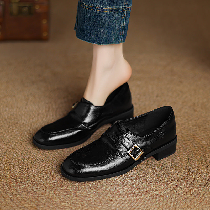 Damloafers – Klassisk Passform – Spänndetalj – Strukturimitation – Låg Klack