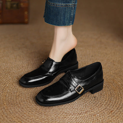 Damloafers – Klassisk Passform – Spänndetalj – Strukturimitation – Låg Klack