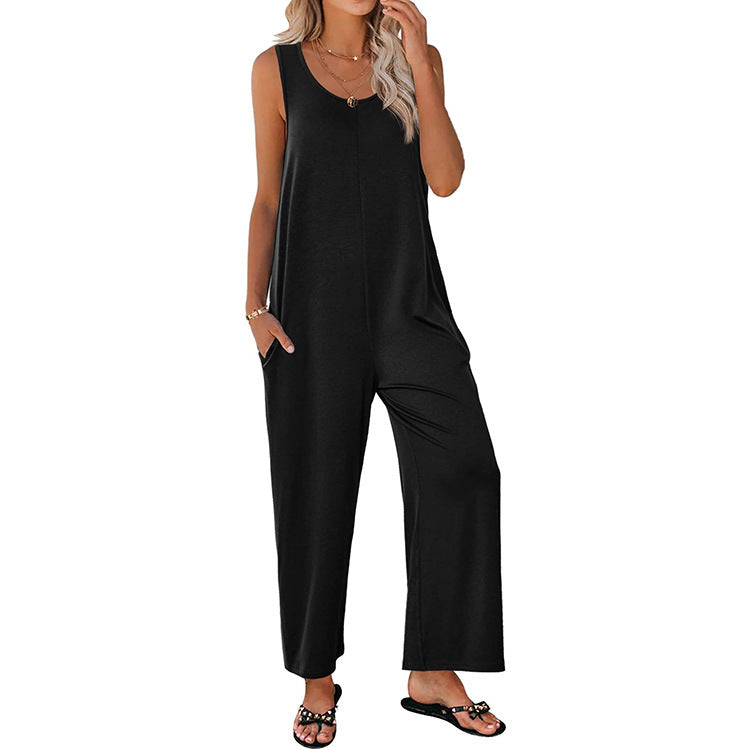 Dam Jumpsuit – Avslappnad Passform – Ärmös – Vida Ben