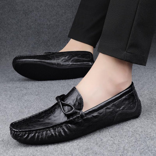 Herrloafers – Slip-on design – Dekorativ knytning – Tryckt detaljmönster – Bekväm passform