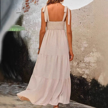 Damklänning – A-linjeskuren – Lätt bomull – Midilängd – Justerbara axelband