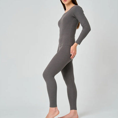 Dam Lounge Set – Slim Fit – Långärmad Topp & Högmidjade Stretchbyxor