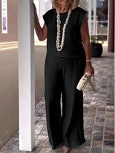 Damklädset – Ärmös Topp – Vida Byxor – Elegant Avslappnad Passform