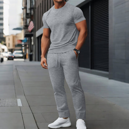 Herr träningsset – Slim fit – Stretchtyg – Strukturerat mönster