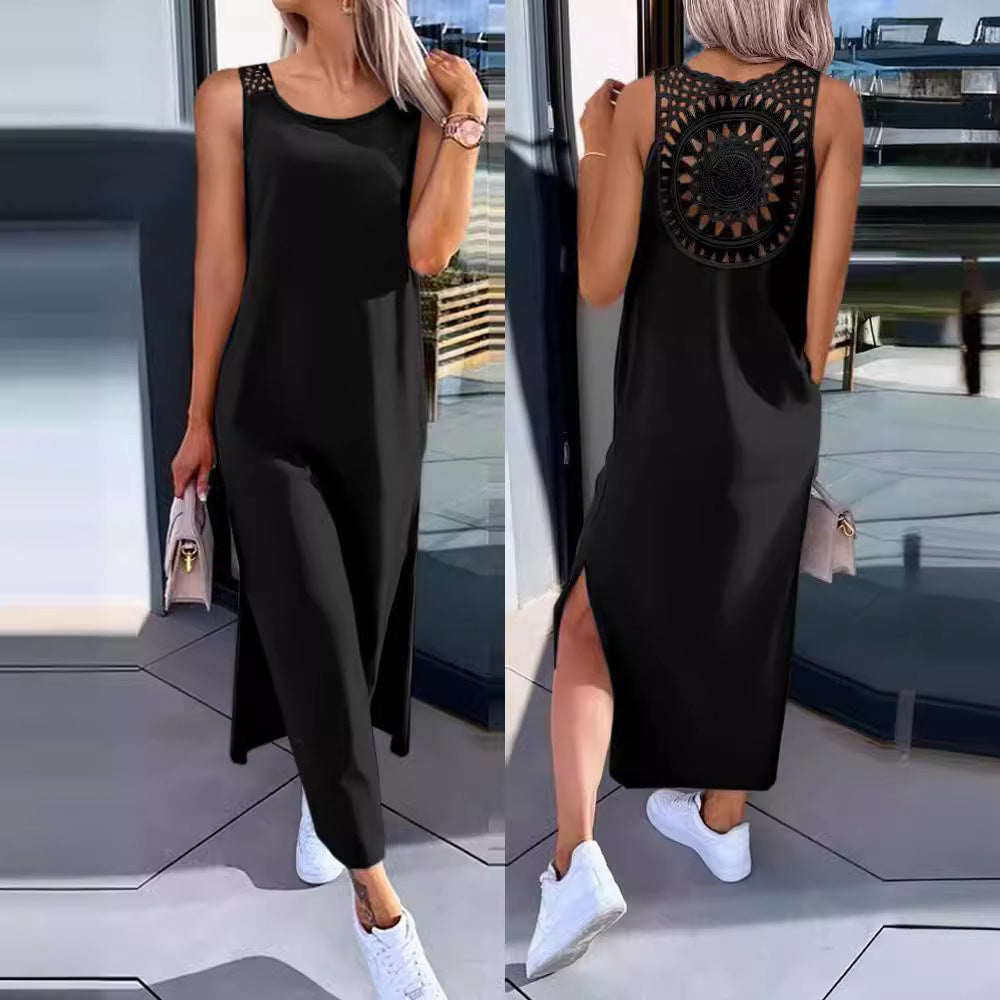 Damklänning maxi – Avslappnad passform – Spetsrygg