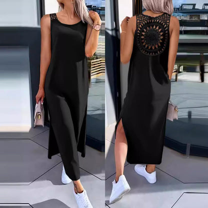 Damklänning maxi – Avslappnad passform – Spetsrygg