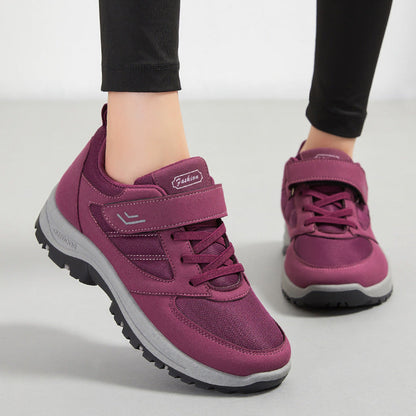 Dam Sneakers – Andningsbart Mesh – Kardborrband och Snörning – Stödjande Låg Modell