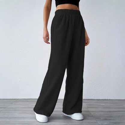 Dam Loungebyxor – Fleece – Avslappnad Passform – Fullängd – Elastisk Midja