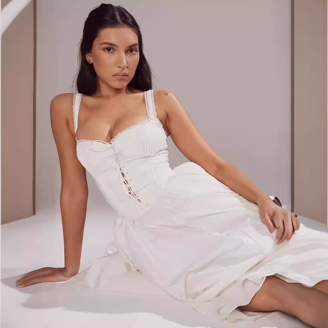 Damklänning – Off-Shoulder – Figursydd Livdel – A-Linje – Spetsdetaljer – Elegant Passform