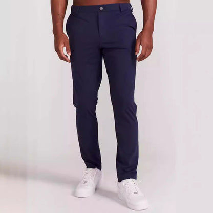 Herrbyxa – Slim Fit – Mjuk Andningsbar Textil – Fullängd – Bakfickor