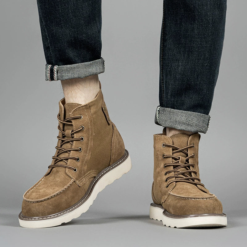 Herrboots – Mokasinssöm – Snörning – Mjukt material – Vadderad Krage – Greppsula