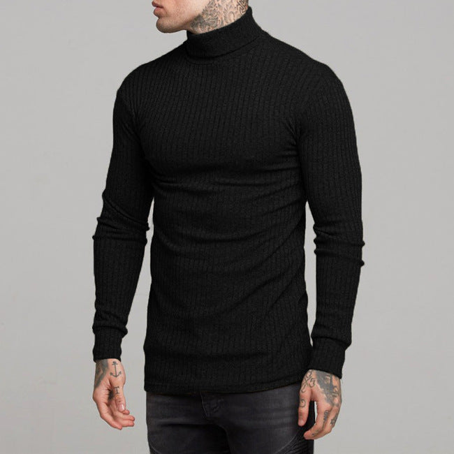 Herr Turtleneck Tröja – Slim Fit – Ribbstickad – Långärmad