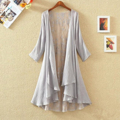 Damkofta – Lös Passform – Andningsbart Tyg – Spetsrygg – Öppen Front – Lång Ärmslut