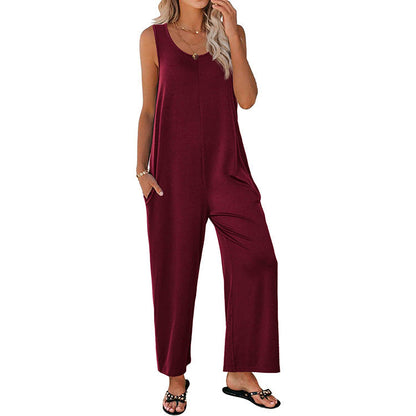 Dam Jumpsuit – Avslappnad Passform – Ärmös – Vida Ben