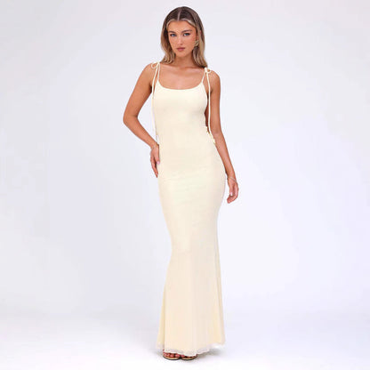 Damklänning Bodycon – Justerbara Spagettiband – Lång Elegant Passform – Stretchtyg