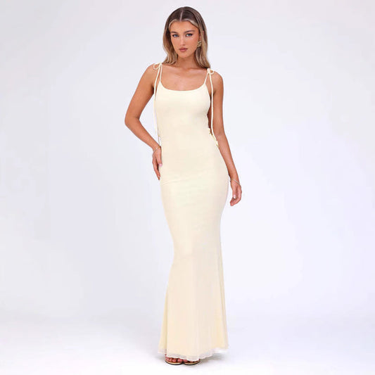 Damklänning Bodycon – Justerbara Spagettiband – Lång Elegant Passform – Stretchtyg