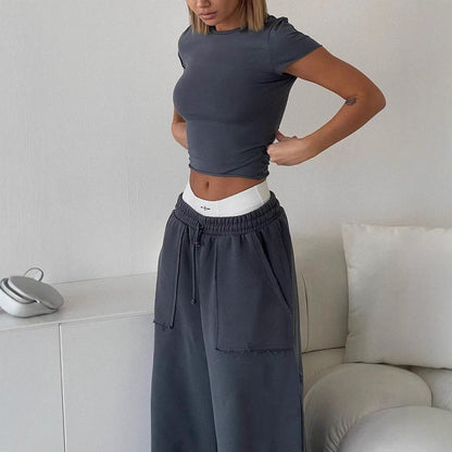 Dam sweatpants – Vid modell – Avslappnad passform – Hel längd