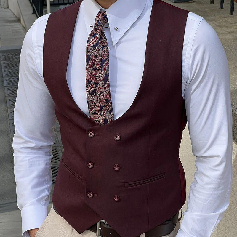 Herrväst – Slim Fit – Figursydd – Dubbeknäppt – Formell Stil