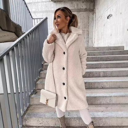 Dam Lång Lappa – Ullmix – Oversize Passform – Slagkrage – Knäppning – Fickor