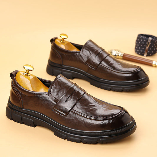 Herrloafers – Elegant Slip-On Penny Design – Polerad Yta – Bekväm Passform
